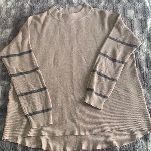 American Eagle Jegging Fit Tan and Gray Striped Sweater | Size Medium